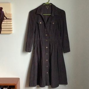 Gray Corduroy Anthropologie Shirtwaist Dress